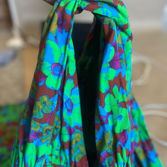 NWT! Zara Green Blue Floral Multicolored Draped Front Top Slit  Mini Dress XL - Picture 13 of 13